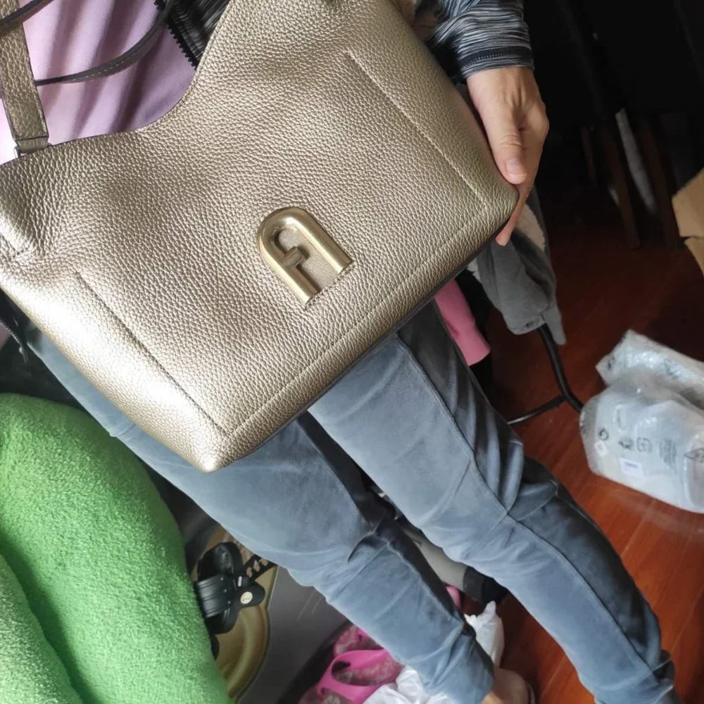 FURLA Primula Small Hobo Metallic Leather Bag Small